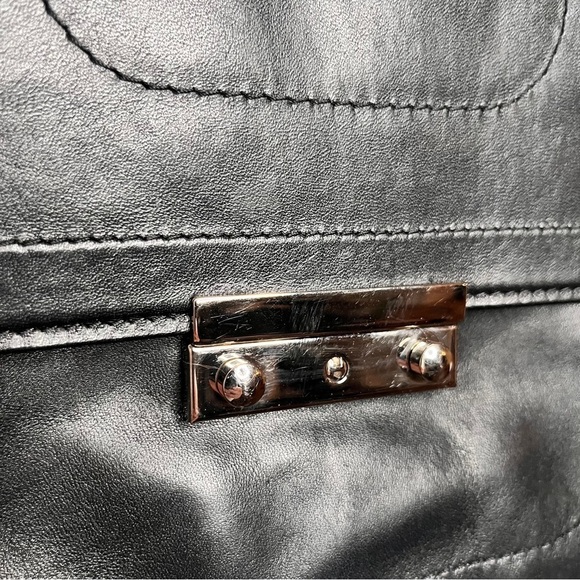 Joanna Maxham Arm Candy Black Leather Shoulder Bag with Silver Chain Straps - Picture 13 of 13